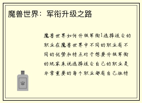 魔兽世界：军衔升级之路